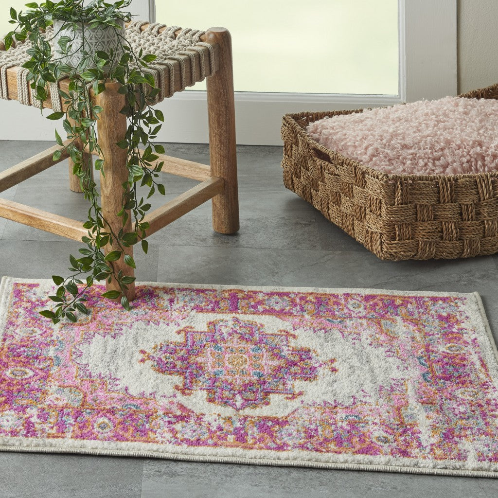 6' Fuchsia Power Loom Runner Rug