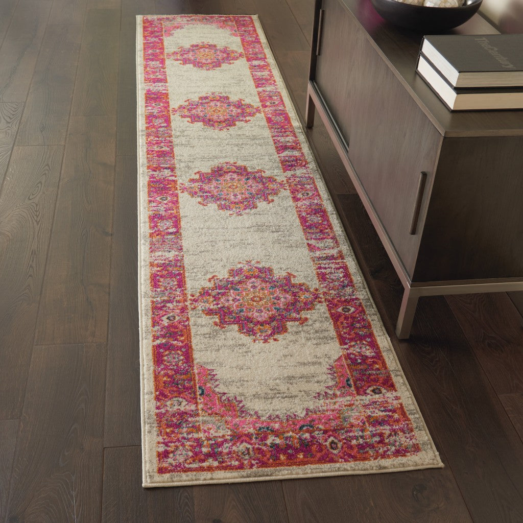 6' Fuchsia Power Loom Runner Rug