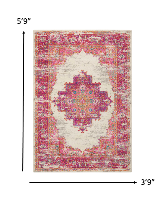 6' Fuchsia Power Loom Runner Rug