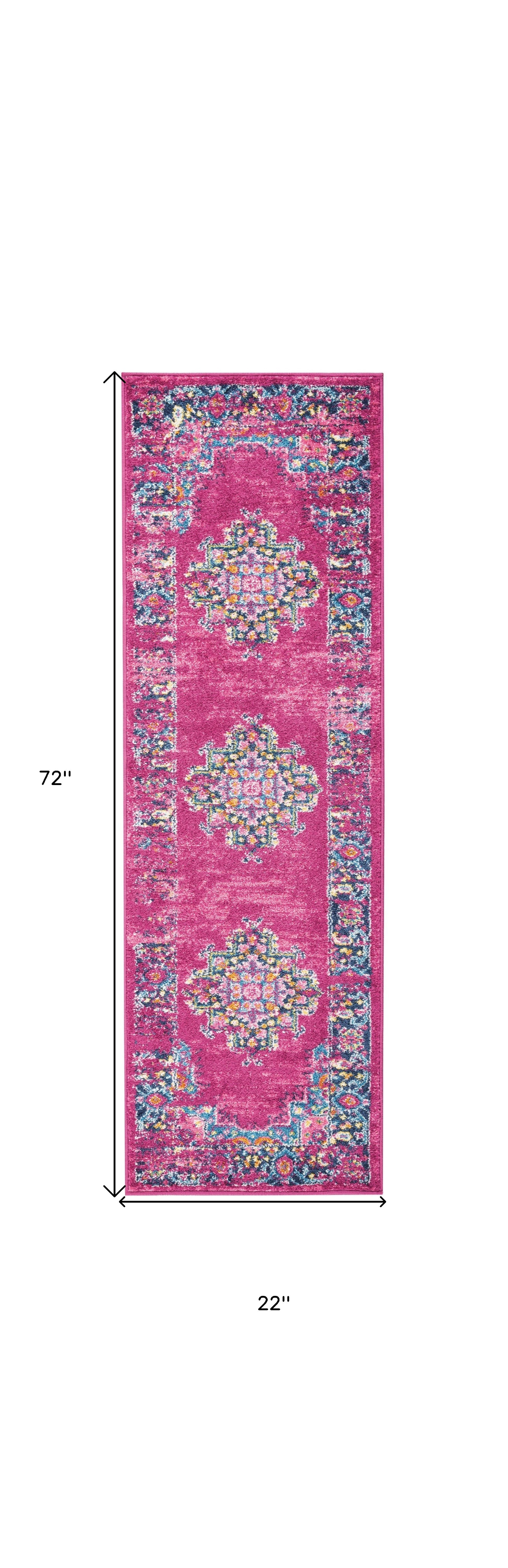 10' Fuchsia Power Loom Runner Rug