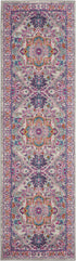 8' Pink And Gray Power Loom Runner Rug