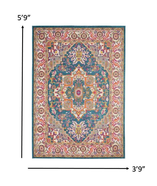 7' X 10' Teal Blue Power Loom Area Rug