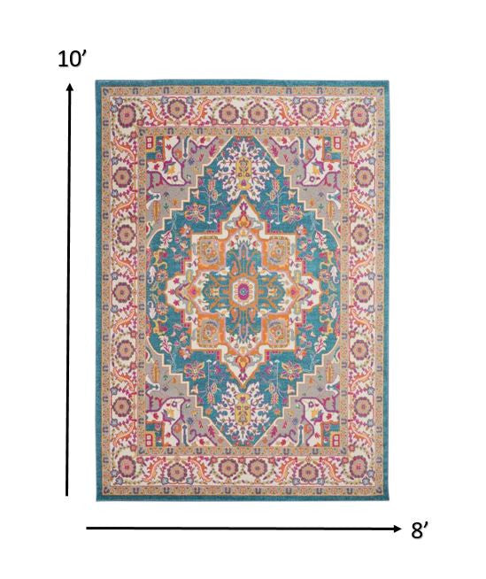 7' X 10' Teal Blue Power Loom Area Rug