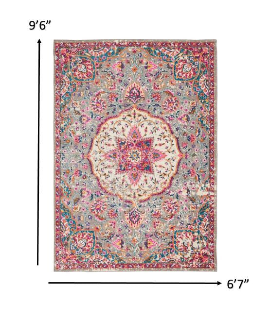 2' X 3' Pink And Gray Power Loom Area Rug