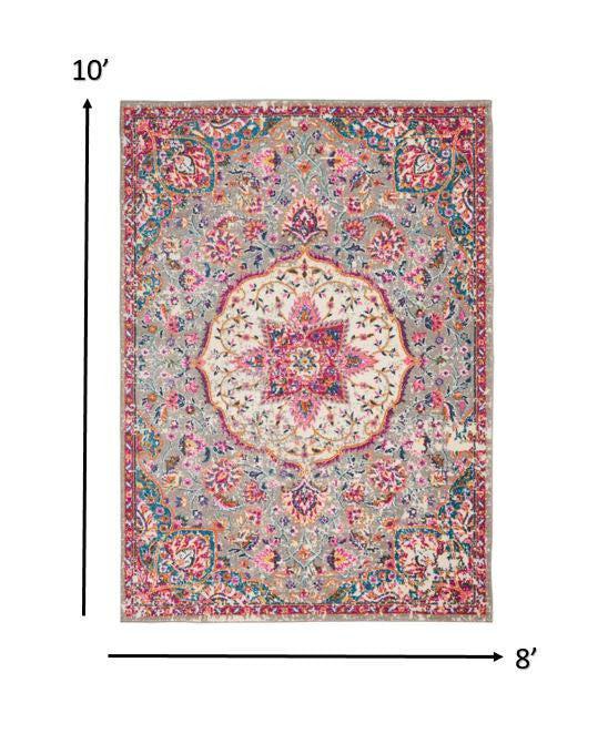 2' X 3' Pink And Gray Power Loom Area Rug