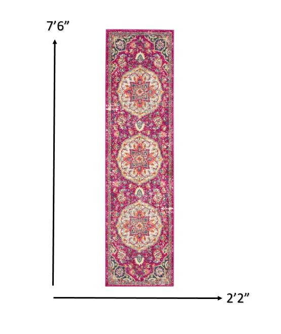 8' Pink Dhurrie Runner Rug