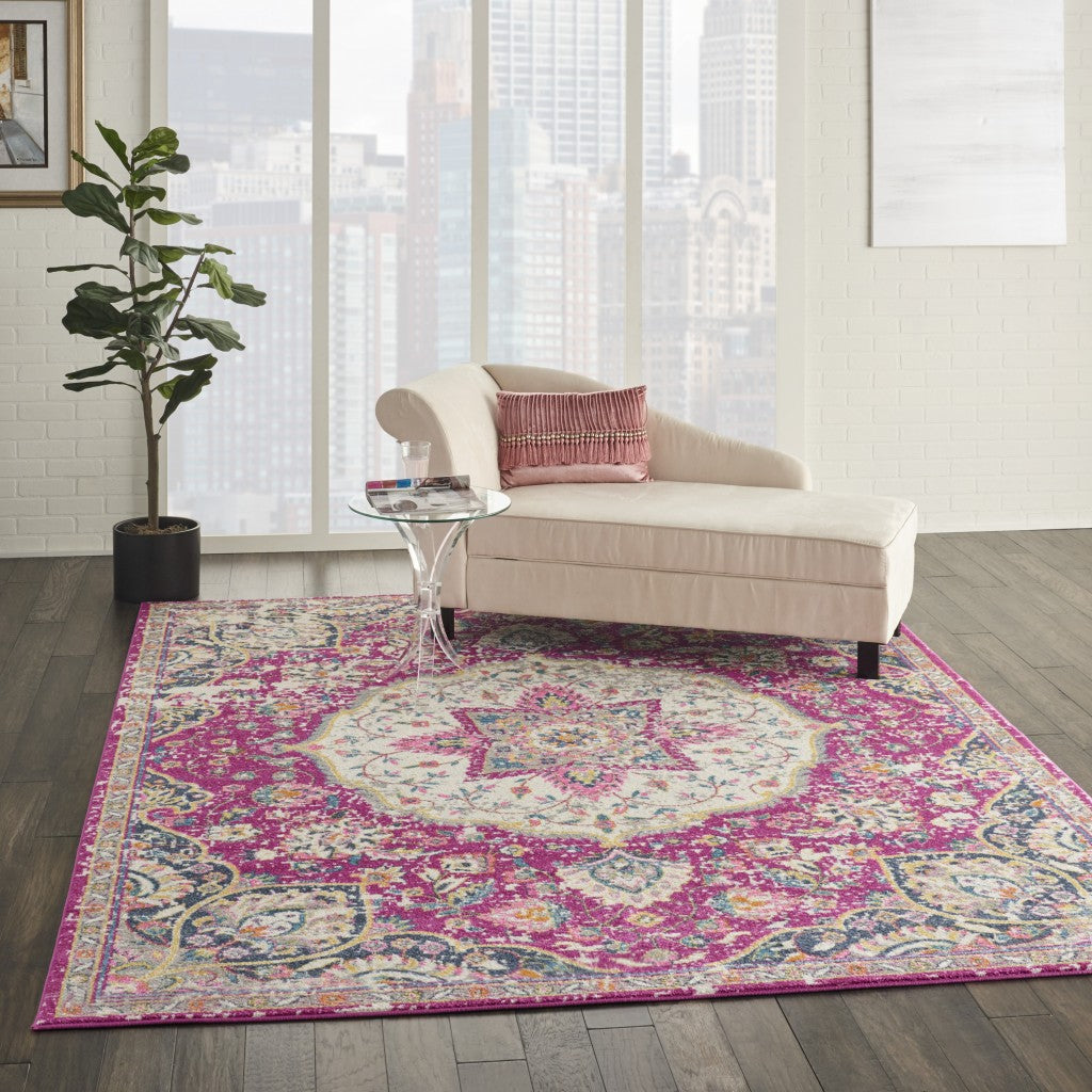 8' Pink Dhurrie Runner Rug