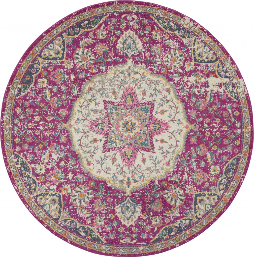 8' Pink Dhurrie Runner Rug