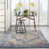 4' Blue And Ivory Round Power Loom Area Rug