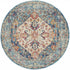 4' Blue And Ivory Round Power Loom Area Rug