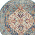 4' Blue And Ivory Round Power Loom Area Rug