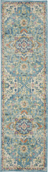 6' Blue And Ivory Dhurrie Runner Rug