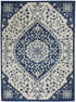 4' X 6' Blue And Ivory Power Loom Area Rug