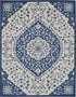 4' X 6' Blue And Ivory Power Loom Area Rug