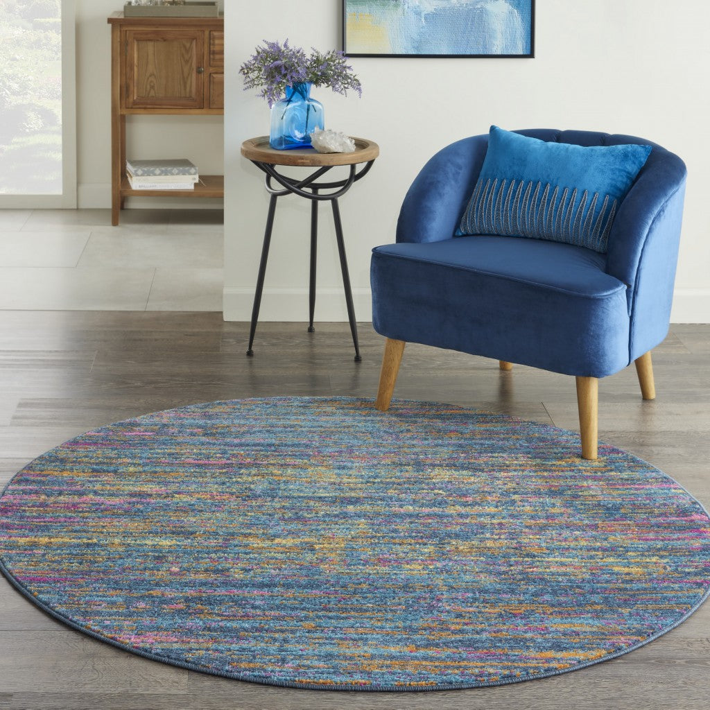 5' X 7' Blue And Orange Abstract Power Loom Area Rug