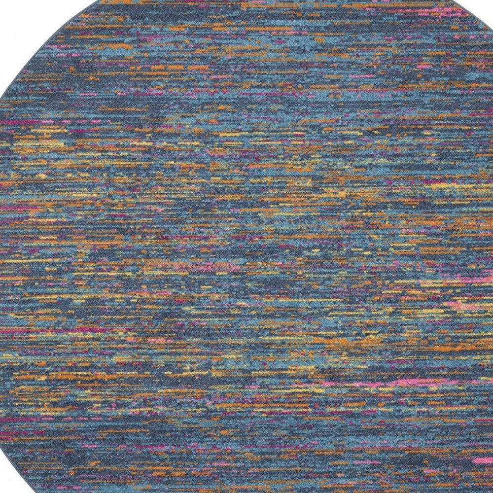 5' X 7' Blue And Orange Abstract Power Loom Area Rug