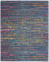 5' X 7' Blue And Orange Abstract Power Loom Area Rug