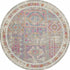 5' Pink And Gray Round Abstract Dhurrie Area Rug