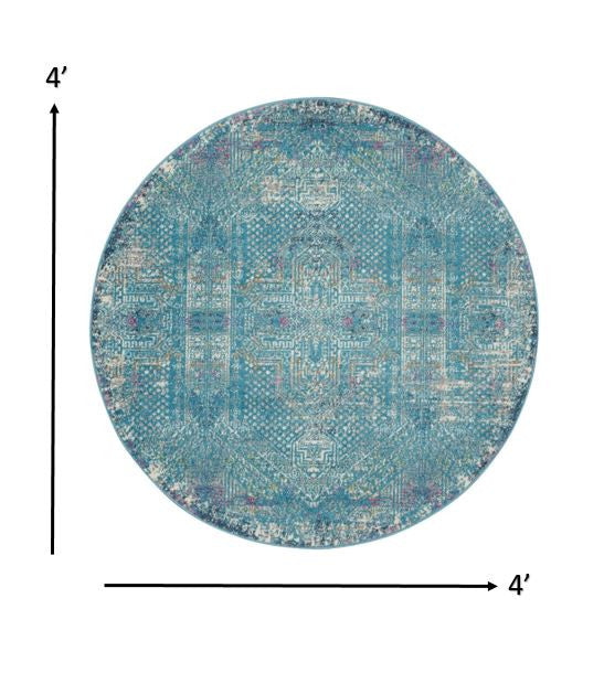 10' Blue Southwestern Power Loom Runner Rug