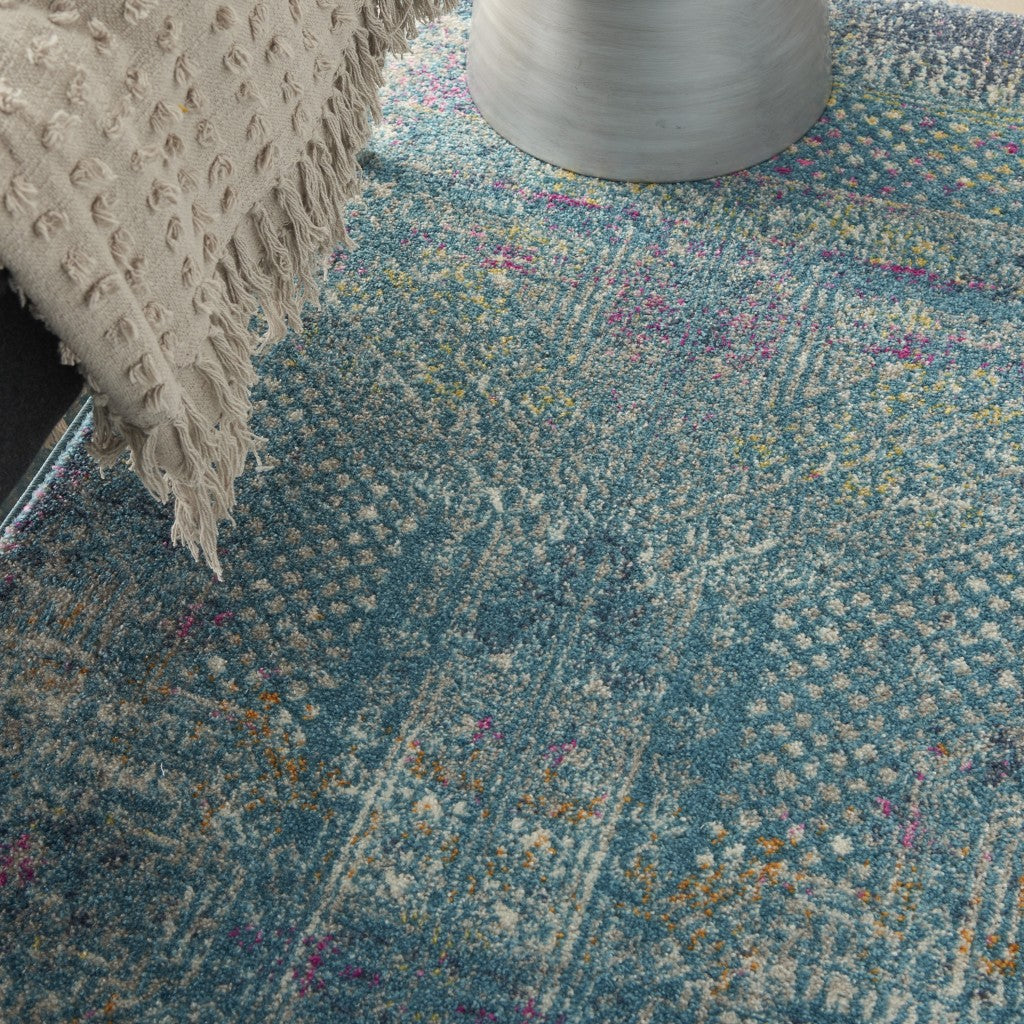 10' Blue Southwestern Power Loom Runner Rug