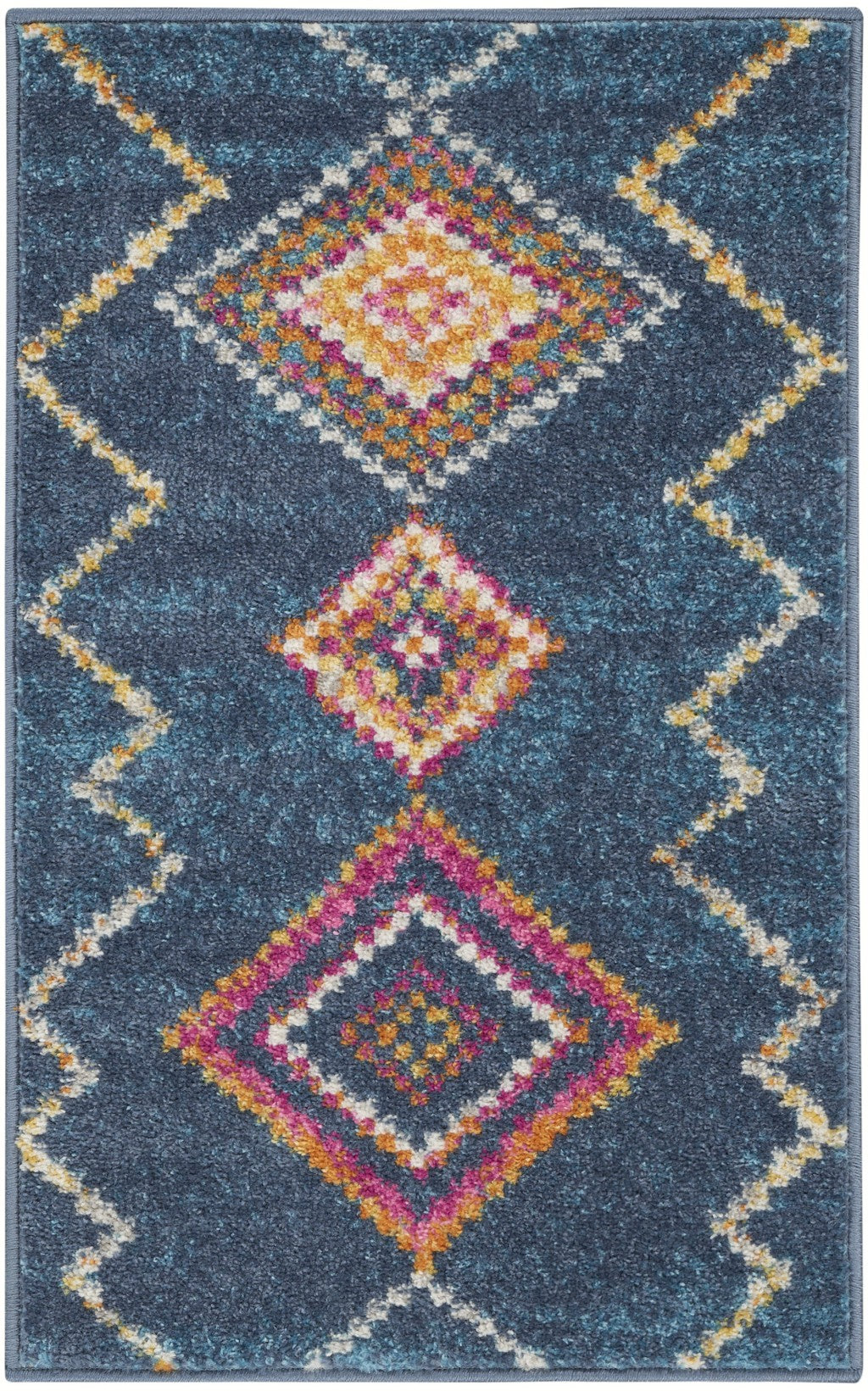 5' X 7' Navy Blue Southwestern Berber Area Rug