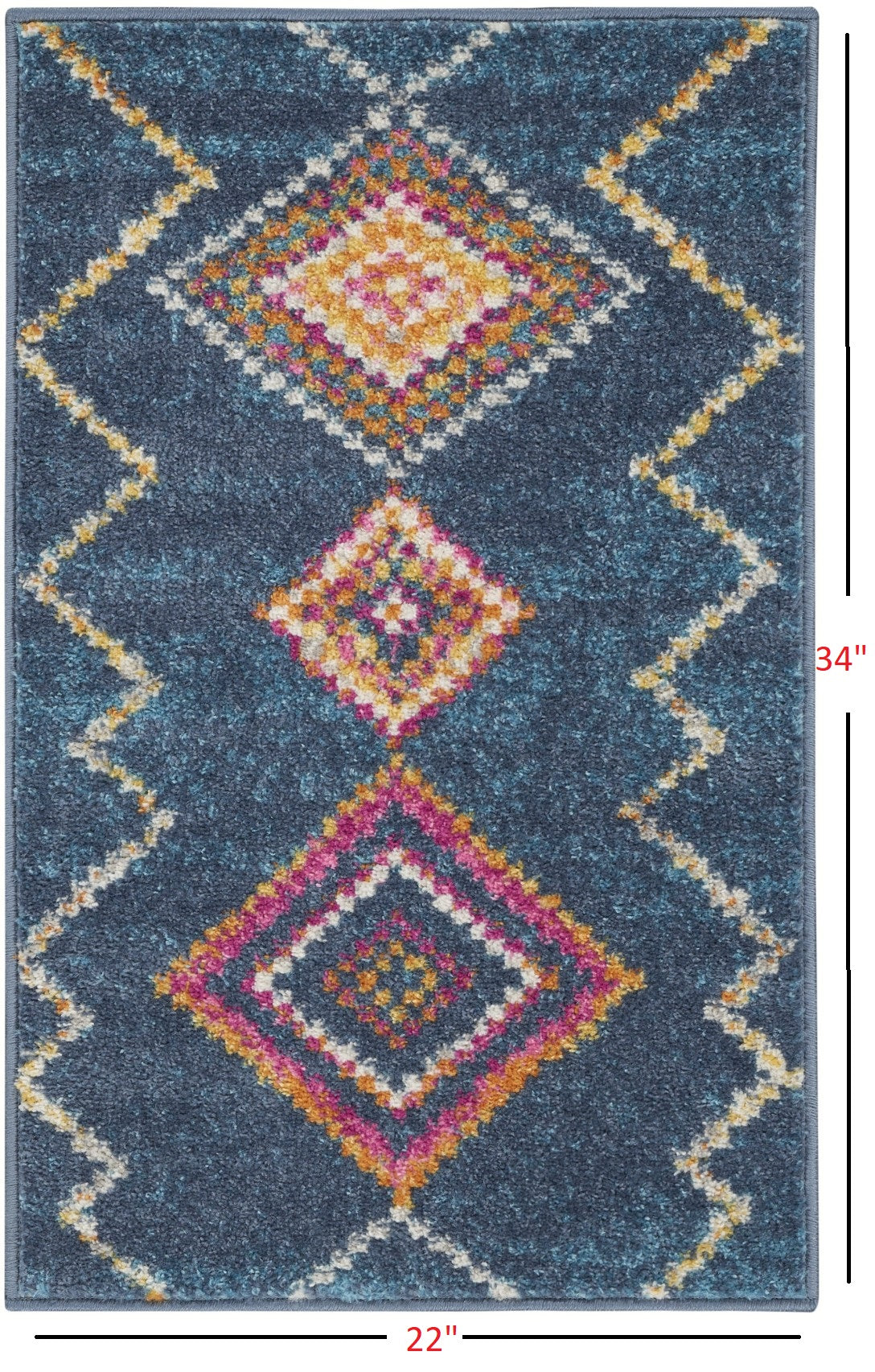 5' X 7' Navy Blue Southwestern Berber Area Rug