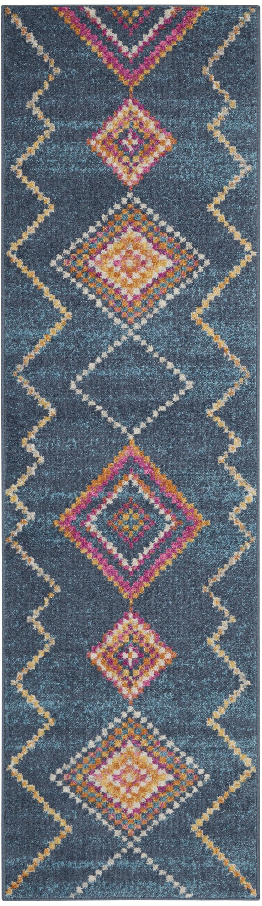 5' X 7' Navy Blue Southwestern Berber Area Rug