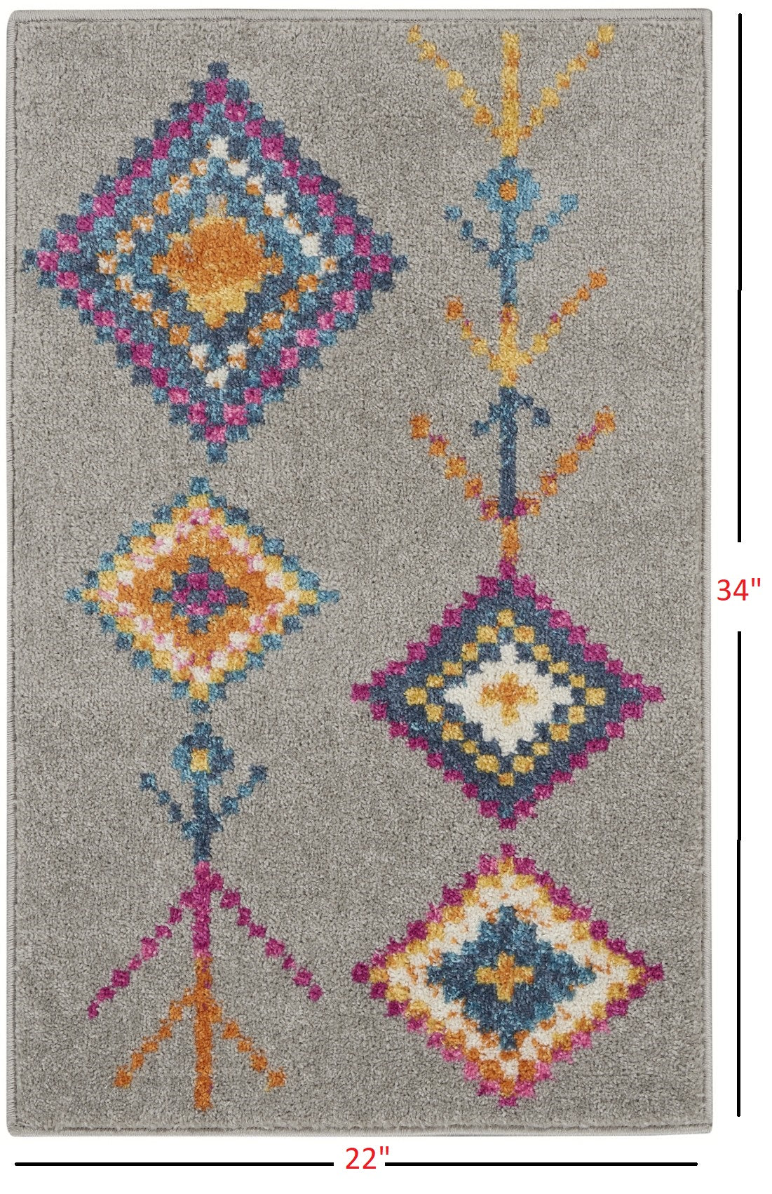 2' X 3' Gray Geometric Berber Area Rug