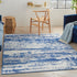 4' X 6' Blue And Ivory Ombre Dhurrie Area Rug