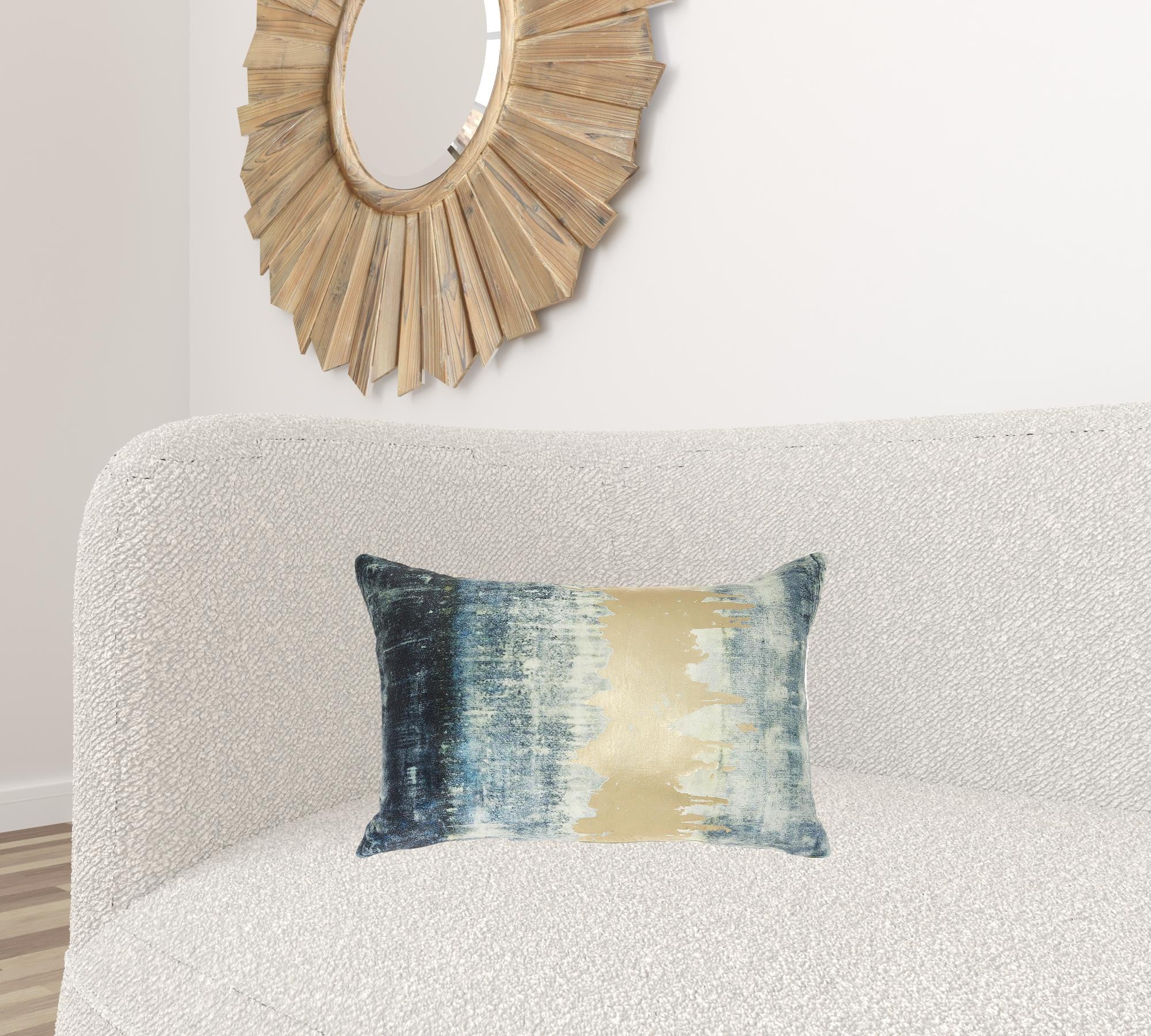 Glamorous Teal Lumbar Pillow With Metallic Gold Accents