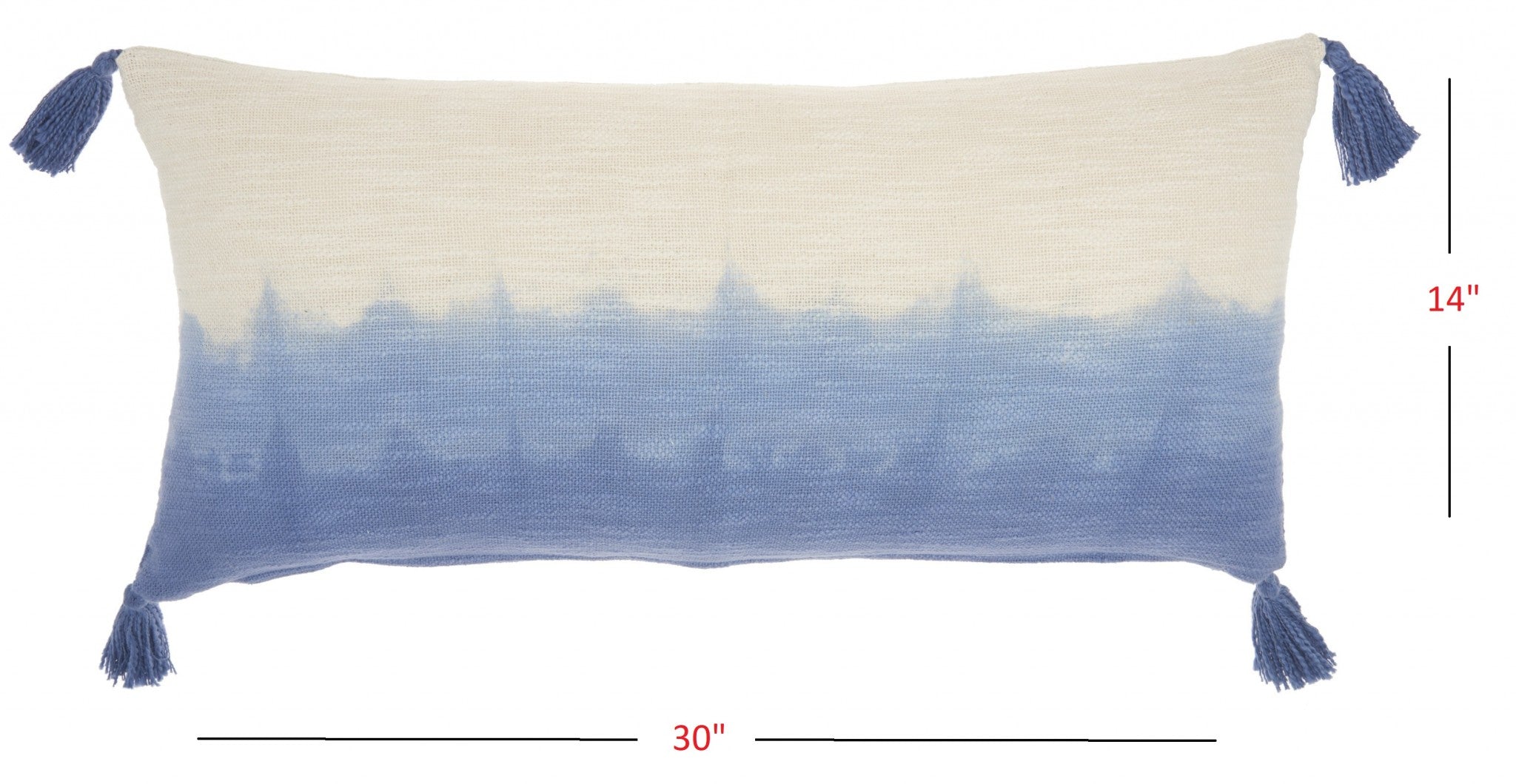 Blue Ombre Tasseled Lumbar Pillow