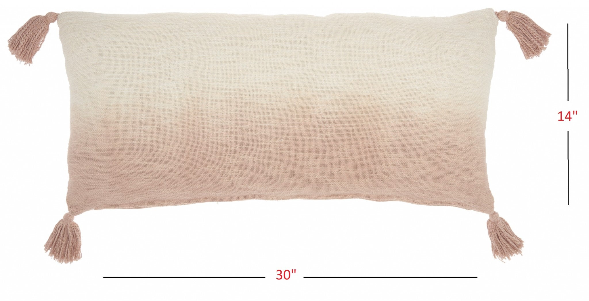 Pink Ombre Tasseled Lumbar Pillow