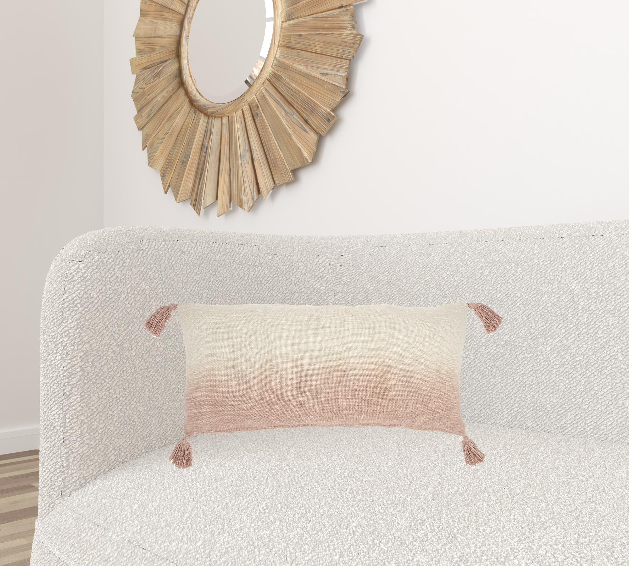 Pink Ombre Tasseled Lumbar Pillow