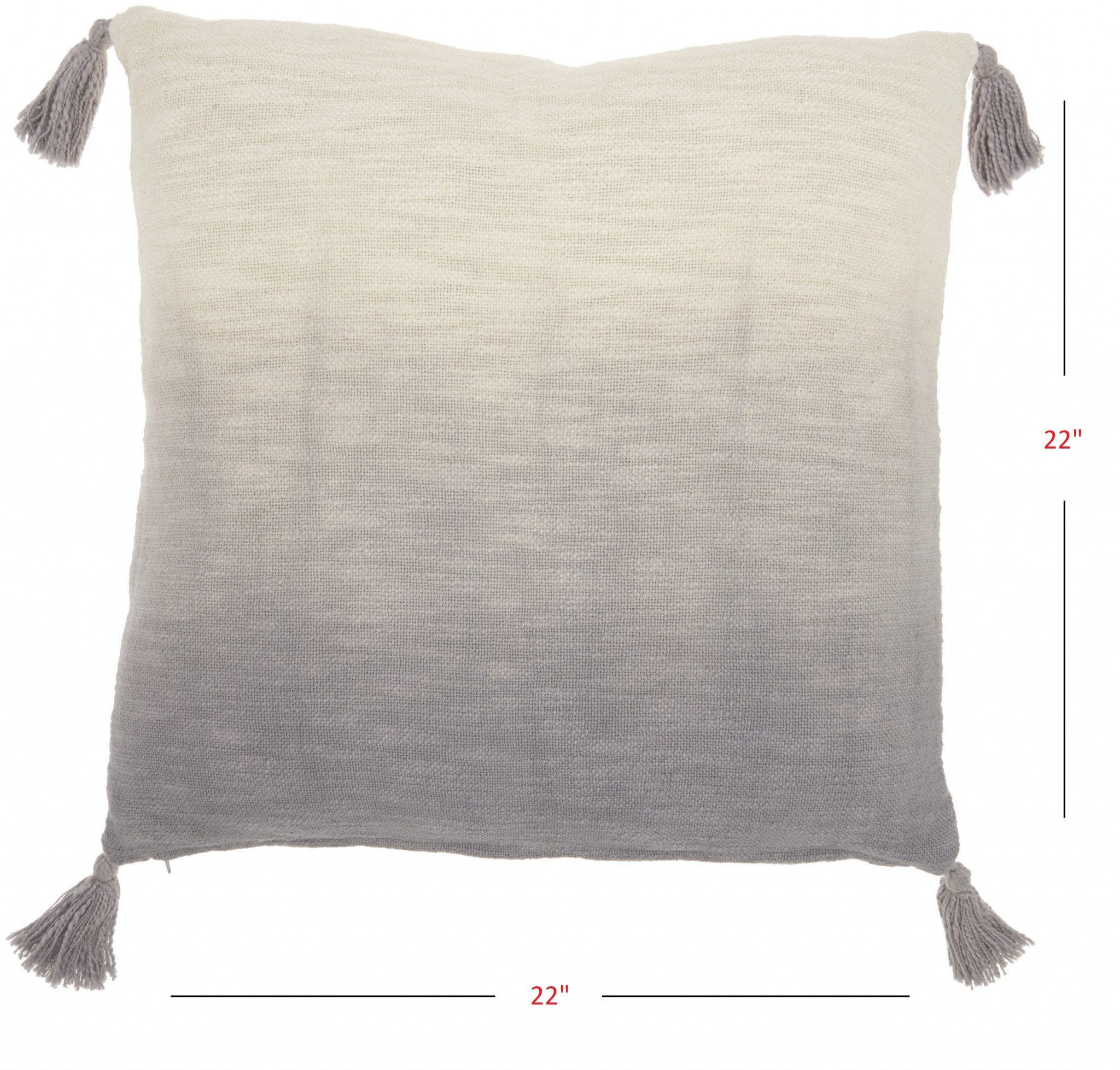 Gray Ombre Tasseled Throw Pillow