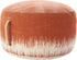 20" Orange and White Cotton Round Abstract Pouf Ottoman