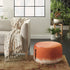 20" Terra Cotta And Abstract Round Pouf Ottoman