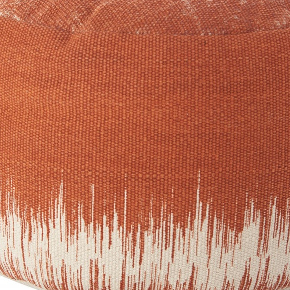 20" Terra Cotta And Abstract Round Pouf Ottoman