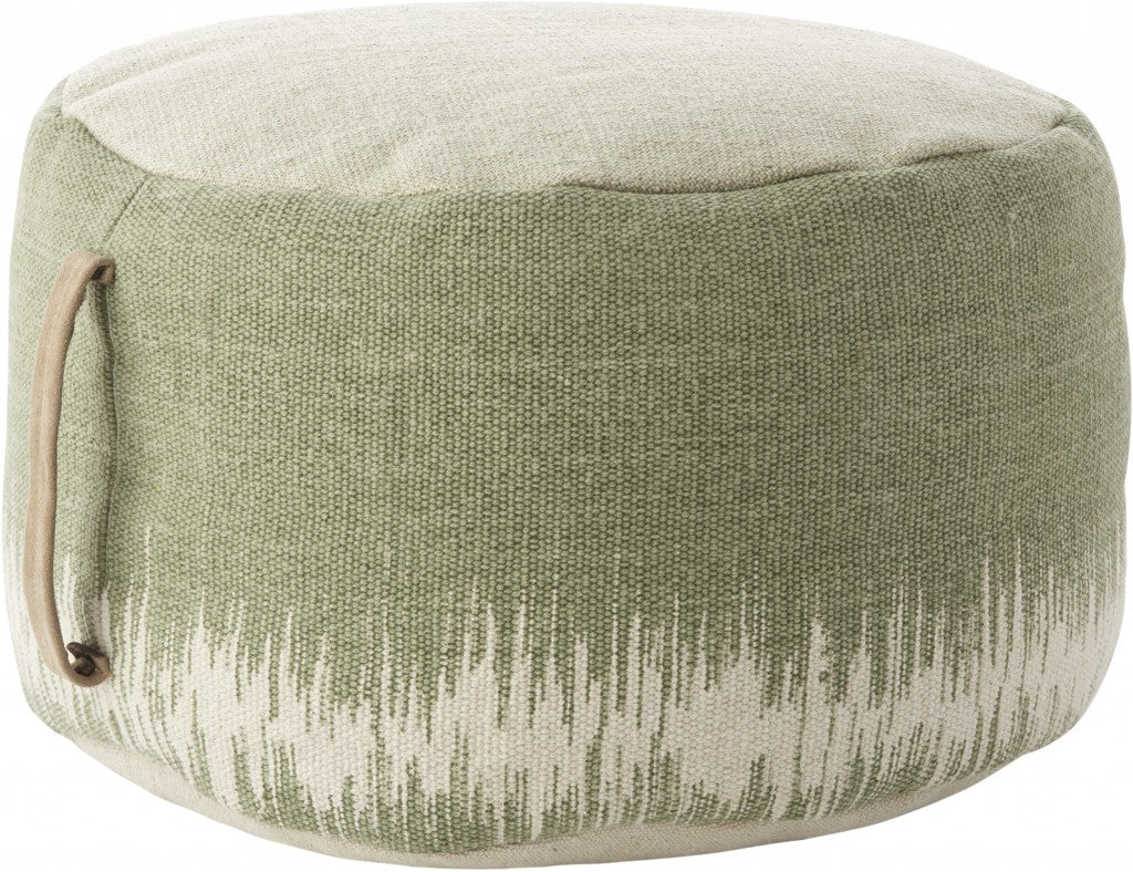 20"  Sage Green Abstract Round Pouf Ottoman