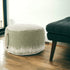 20" Green and White Cotton Round Abstract Pouf Ottoman