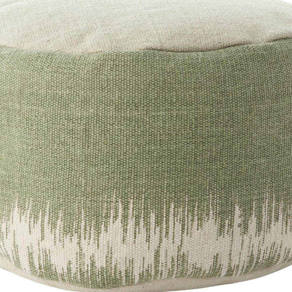 20"  Sage Green Abstract Round Pouf Ottoman