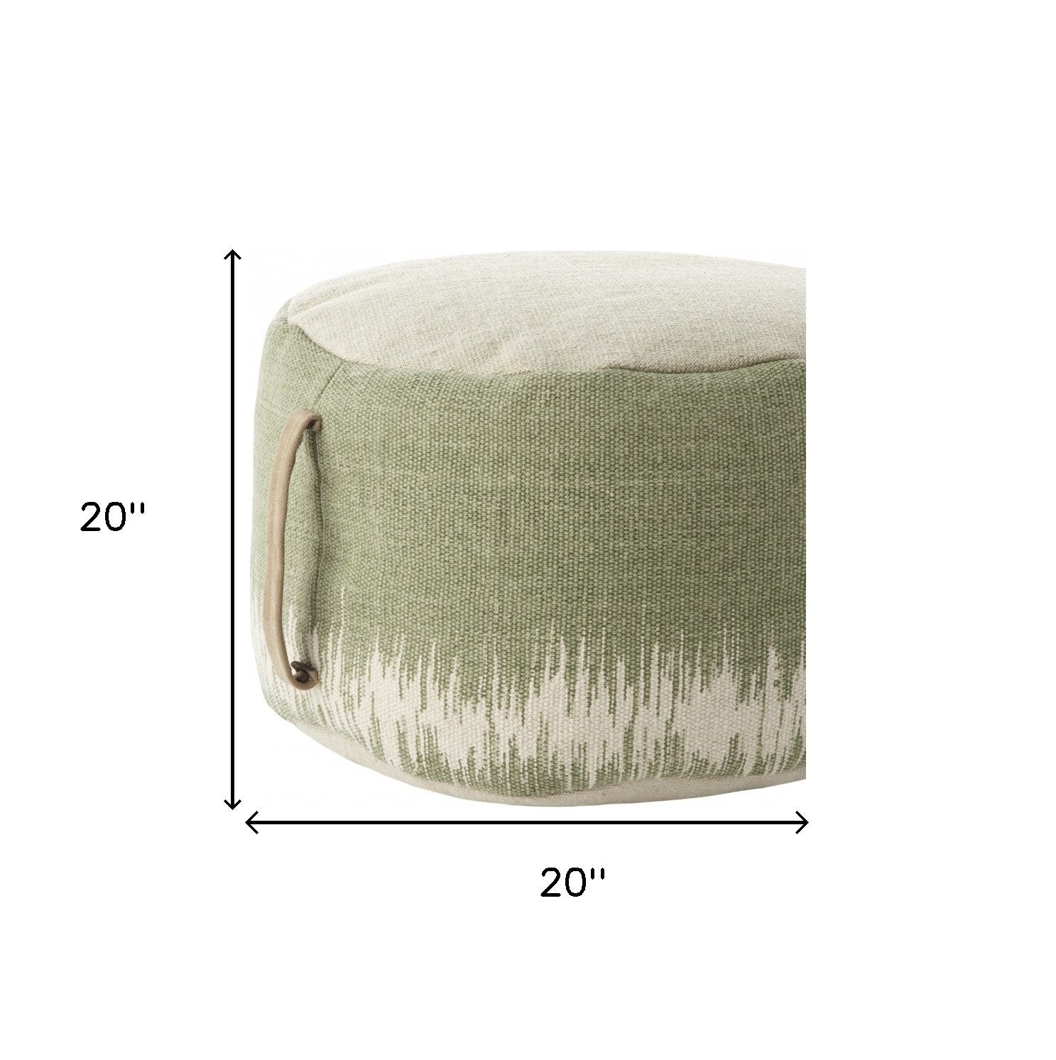 20"  Sage Green Abstract Round Pouf Ottoman