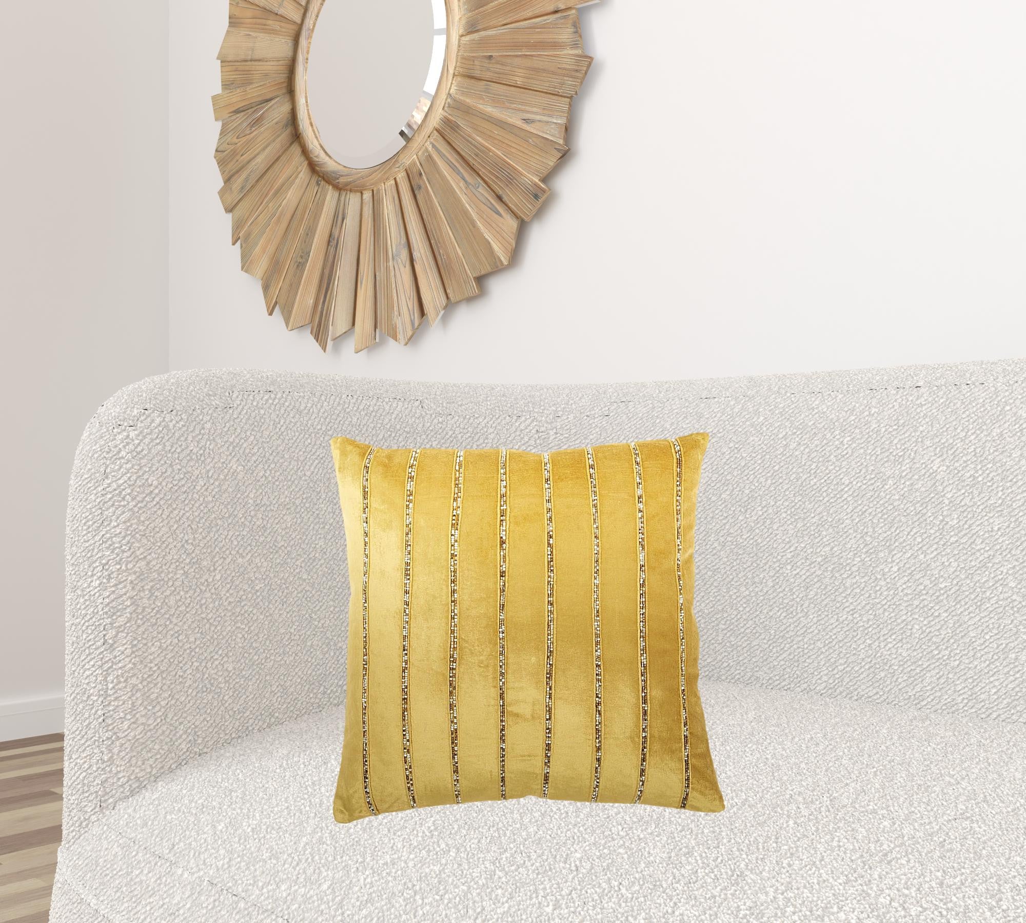 Glam Gold And Gold Accent Throw Pillow With Beaded Details