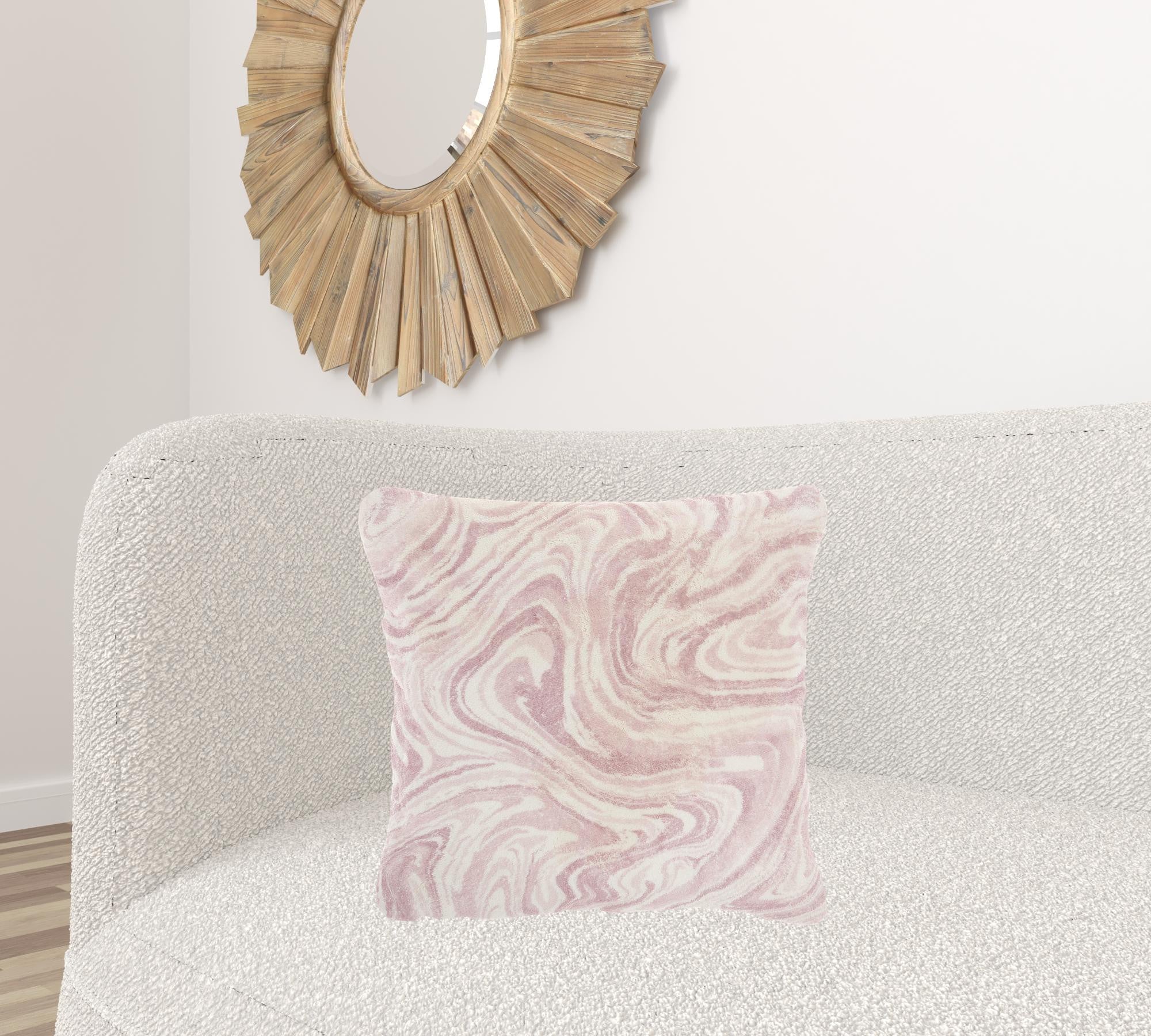 Pink Marbled Patterned Throw Pillow