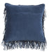 Unique Navy Blue Shag Accent Pillow