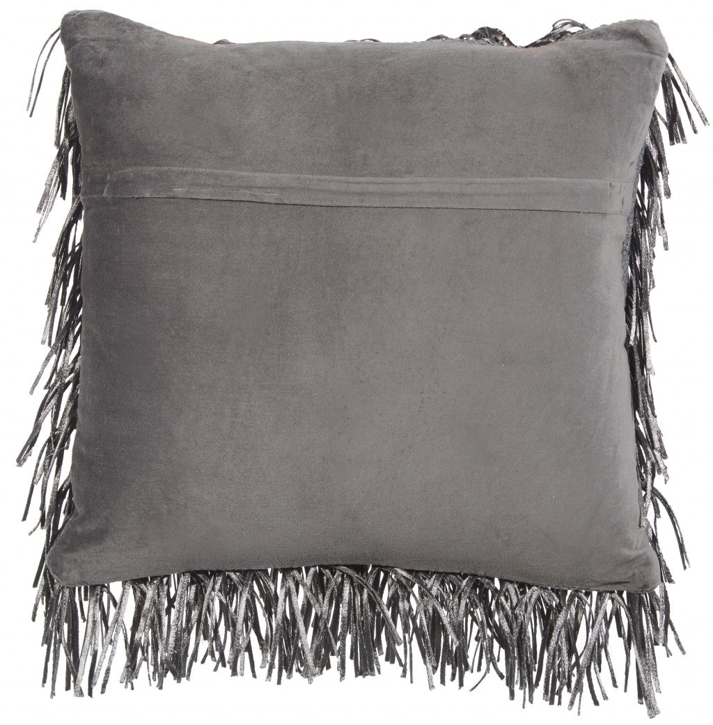 Unique Pewter Grey Shag Accent Pillow