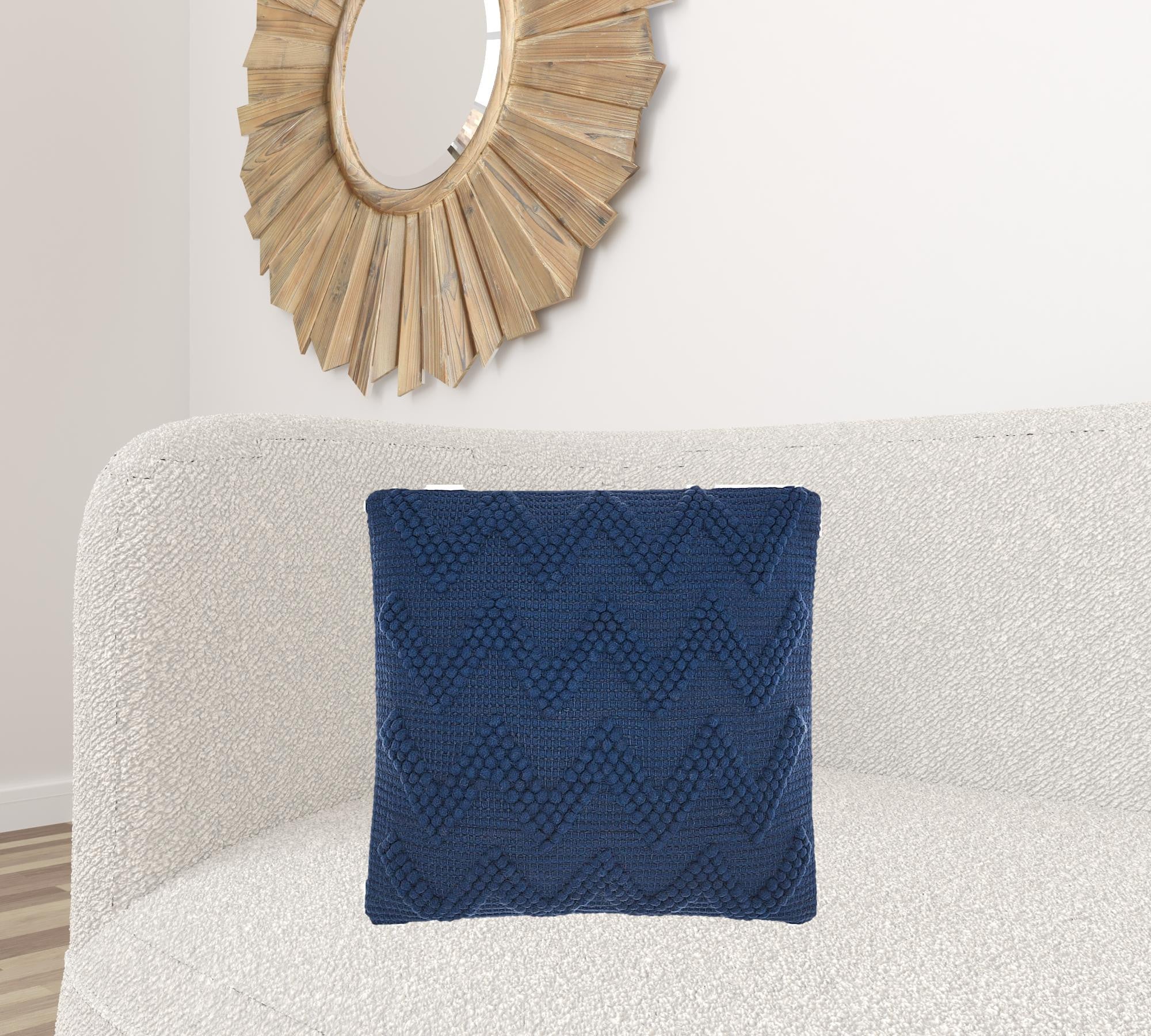 Boho Indigo Textural Chevron Throw Pillow