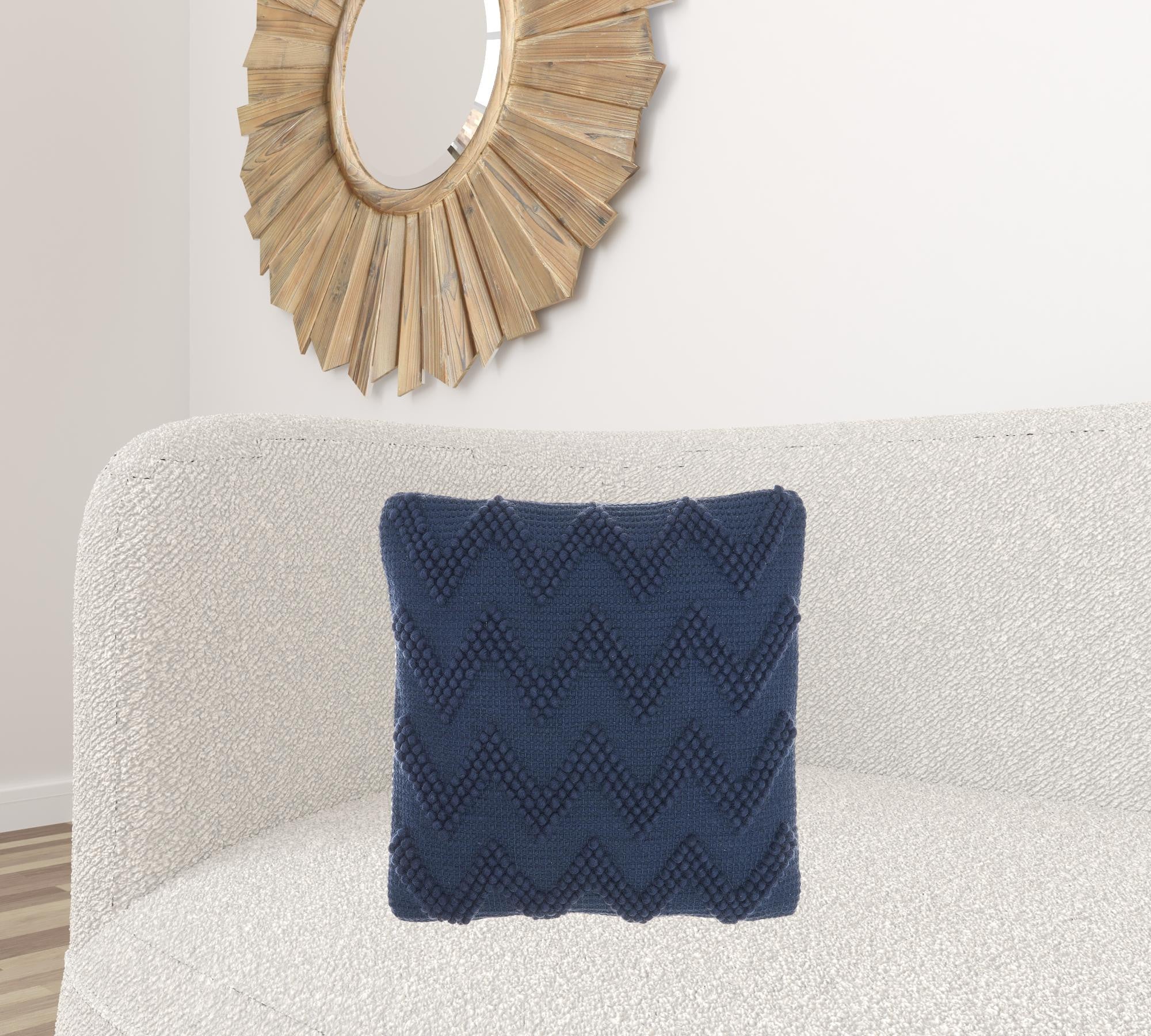 Dark Blue Chevron Detail Throw Pillow