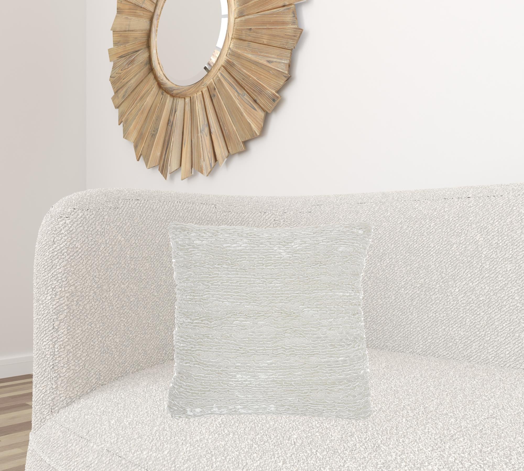 Petite White Striped Throw Pillow