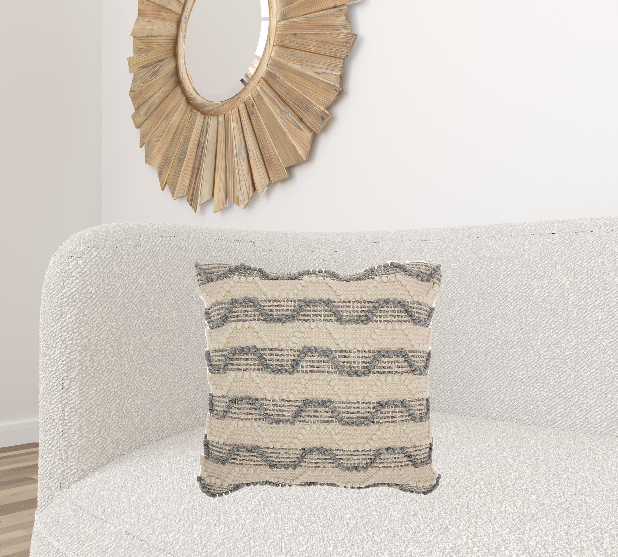 Bohemian Cream Detail Throw Pillow