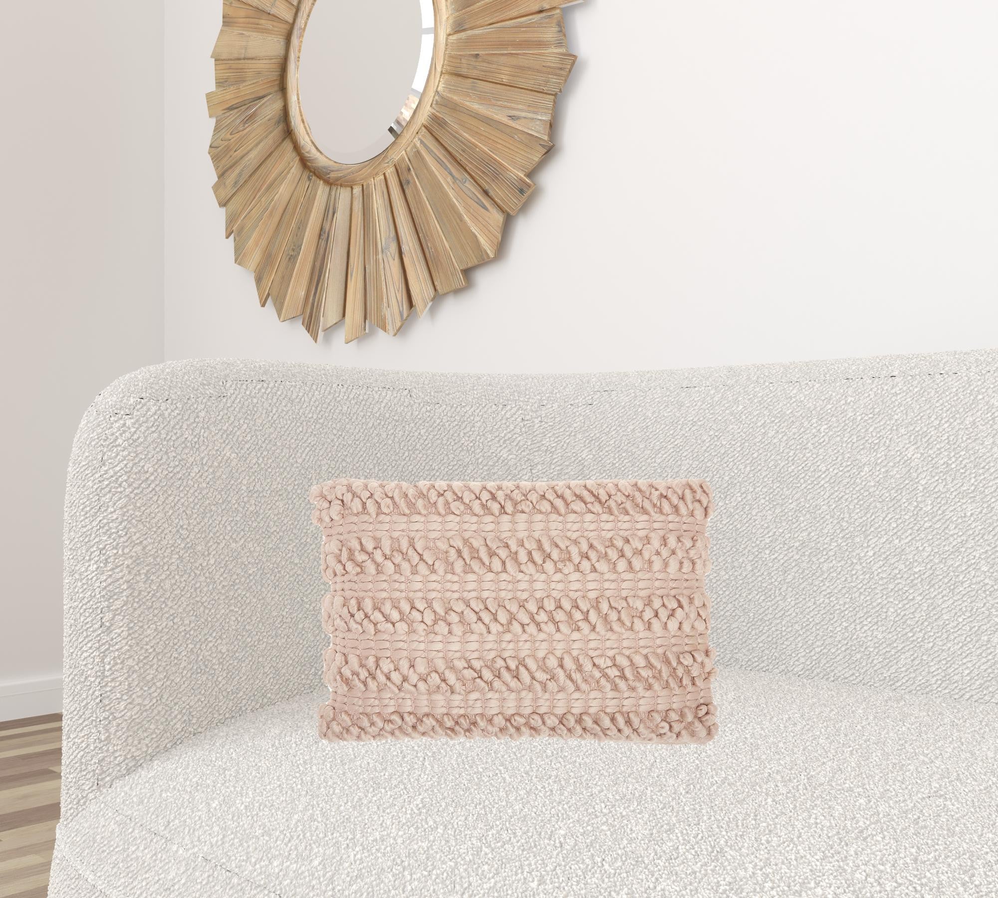 Rose Pink Pom-Pom Detailed Lumbar Pillow